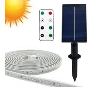 Tira de Luz Solar Exterior Regulable, 3.2V, Flexible, Impermeable IP65, Luces Led con Mando a Distancia y Pica para jardín, Luz cálida 2700K