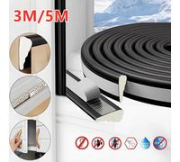 Tira de sellado para ventanas y puertas de 3M/5M, espuma acústica adhesiva, relleno de espuma aislante a prueba de viento y sonido para puertas y ventanas Grey