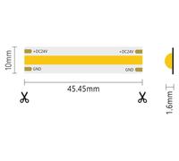 Tira LED 5 m COB IP20 monocolor 15 W/MT 24 V - 3000 K