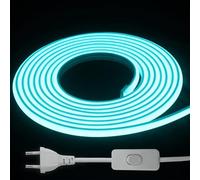 Tira LED COB 220V IP65 para Exterior, Impermeable y Cortable azul hielo 5M | 780 lm/m, 240 LED/m y haz de 180° para una iluminación uniforme en jardín, terraza, techo, cocina, escaparates y comercios.