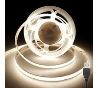 Tira LED COB USB 2 m, 4000 K 5 V, 320 LEDs/M CRI 90+, 8 mm, tira LED 2 m blanco neutro para retroiluminación de TV, espejo, armario, bricolaje y decoración