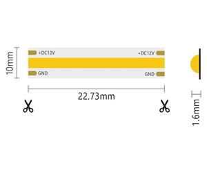 Tira LED monocromática COB IP20 de 5 m, 15 W/MT, 12 V, 6500 K