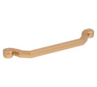 Tirador para muebles de zamak. Distancia entre agujeros: 128 mm. Color: Oro Milan. Lote de 25 unidades