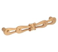 Tirador para muebles de zamak. Distancia entre agujeros: 128 mm. Color: Oro Milan. Lote de 25 unidades