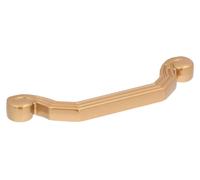 Tirador para muebles de zamak. Distancia entre agujeros: 96 mm. Color: Oro Milan. Lote de 6 unidades