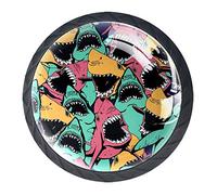Tiradores de cajón abstractos con diseño de tiburón marino. Tiradores para armario, tocador, con tornillos, 4 unidades 3.5×2.8CM/1.38×1.10IN Multi04