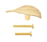 Tiradores de Latón para Puertas de Armarios con Diseño Hoja Vintage Dorado | Acabado Pulido Resistente a Manchas, Textura Antideslizante, Estilo Rústico y Contemporáneo para Muebles
