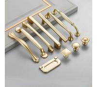 Tiradores de puertas de armario de cocina de aleación, perillas de cajón, herrajes para muebles, manijas de gabinete de estilo americano, aluminio dorado mate 96-3