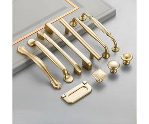 Tiradores de puertas de armario de cocina de aleación, perillas de cajón, herrajes para muebles, manijas de gabinete de estilo americano, aluminio dorado mate 96-4