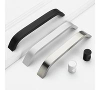 Tiradores Modernos y Sencillos de Aluminio Blanco Mate de 96, 128, 160 y 192 mm para Armarios, Zapateros, Puertas de Armario y Cajones de Cocina, en Color Negro. silver160mm