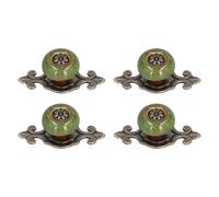 Tiradores para muebles Tiradores para cajones de gabinete Perillas redondas de aleación de zinc exquisitas para muebles de cajones de armario 4 juegos 73 mm 32 mm (1901 verde antiguo estampado de