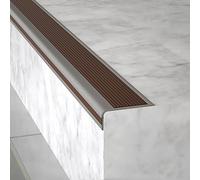 Tiras de Goma Autoadhesivas Antideslizantes e Impermeables para Bordes de escalescaleras, aptas para Interiores y Exteriores, con Borde de Seguridad para escalones, 5 x 2,5 cm x 5 m (Bruin).