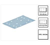 Tiras de lijado Festool STF 80x133, color granate, P320, 80 x 133 mm, 100 unidades (497125) para lijadoras RTS 400, RTSC 400, RS 400, RS 4 y LS 130