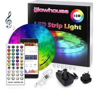 Tiras LED con Bluetooth de 10 metros - Cambio de color RGB con control remoto y control a través de la aplicación - Resistente al agua, clasificación IP65