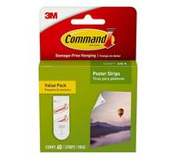 Tiras para póster blancas Command pequeñas, GP024-60, 60 tiras