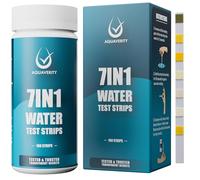 Tiras Reactivas Piscina, 100 Tiras Reactivas Para Piscina y Spa Para Alcalinidad Total, Dureza, Lloro Libre, Bromo, pH, Acido Cianurico y Cloro Total, Kit de Prueba de Agua Preciso 7 en 1