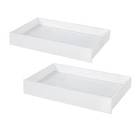 tiroir lit maison montessori 90x200 200x90 rangement enfant chambre tout-petit dimensions pratiques panneaux de bois laqués blanc solution mobile roulettes accès design esthétique ensemble fonctionnel