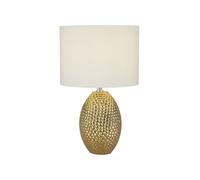 Tischleuchte Mesa de Noche Salón 45CM en Dorado Blanco Crema De Tela Cerámica