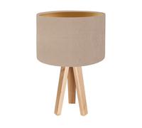 Tischleuchte Tela Pantalla Madera Beige Oro 46cm Aylmer Tres Patas Noche