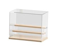 TISHITA Vitrina Acrílica Transparente Caja Expositora Estuche Almacenamiento Organizador Antipolvo con Estructura de Madera para Figuras de Acción Y Coleccion, 3 Niveles 32x18x25.2cm