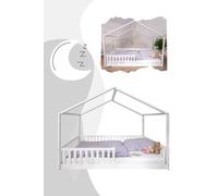 tiSsi® Cama infantil / Cama con base ENNO, tamaño 140 x 200 cm, Tissi: haya, color blanco