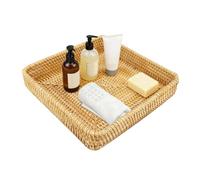Tissting Bandeja de Ratán Natural, Bandeja Rectangular Tejida a Mano de Mimbre 30x40 cm para Organización de Cocina, Mesa de Café, Comedor y Decoración de Hogar