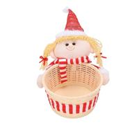 Tissting Cesta Navideña para Dulces - Decoración de Mesa - Cesta decorativa multifuncional para frutas, snacks y nueces, ideal para fiestas y hogar durante la temporada navideña (Red)