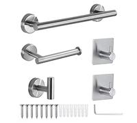 Tissting Juego de Accesorios para Baño, 5 Piezas Accesorios de Baño de Acero Inoxidable 304, Toallero, Soporte para Papel Higiénico, Toallero, 2 Ganchos para Toallas, para Hotel en Casa(Plata)