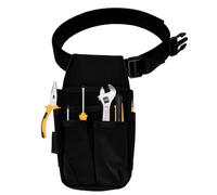 Tissting Porta Herramientas Cintura, Bolsa de Herramientas Electricista con 1.2m Cinturón, Tela Oxford 600D Riñonera de Jardinería Tarea Pesada Borde Negro