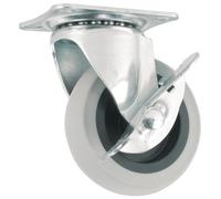 Titan Casters by Waxman 4036399 - Rueda de placa con freno de goma termoplástica resistente de 3 pulgadas, color gris