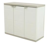 Armario bajo de jardín titanium , armario 2 puertas y 2 estantes exterior beige 105x88x41 cm