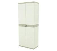 Plastiken Armario Titanium, Plástico Beige, 2 puertas, 4 estantes regulables, 70x44x176 cm