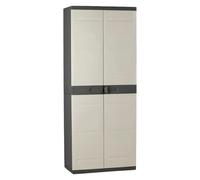 Plastiken Armario escobero Titanium – 2 puertas con estantes 70x44x176 cm Beige/Negro