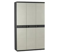 Plastiken Armario Titanium 3 puertas 4 estantes regulables con barra 105x44x176 cm Beige/Negro