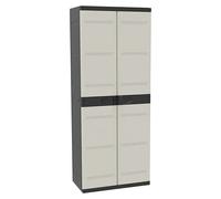 Plastiken Armario alto TITANIUM 2 puertas con estantes 70x44x176 cm Beige/Negro interior/exterior