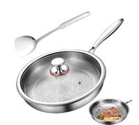 Titanium Hammered Pan - 11-Inch Nonstick Frying Pan With Lid, Uncoated Titanium Steel Cookware, Fish Scale Hammered Texture | Home Kitchen Skillet For Searing Steak Fish Pancake Camping Restaurant