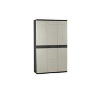 Plastiken Armario Titanium 3 puertas 4 estantes regulables con barra 105x44x176 cm Beige/Negro