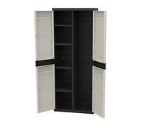 Plastiken Armario escobero Titanium – 2 puertas con estantes 70x44x176 cm Beige/Negro