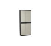 Plastiken Armario alto TITANIUM 2 puertas con estantes 70x44x176 cm Beige/Negro interior/exterior