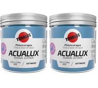 TITANLUX Acualux pintura acrílica multiadherente Satinado Azul Cyan 75 ml (Paquete de 2)