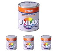 TITANLUX Unilak Esmalte Laca Universal Multisuperficies Satinado Blanco 750 ml (Paquete de 4)