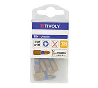 TIVOLY 11522260200 - Juego de 10 puntas de destornillador para tornillos Pozidriv Pz2