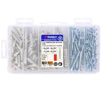 TIVOLY - Estuche de Accesorios de fijación - 110 Tacos de Nailon + Tornillos - Uso multimaterial