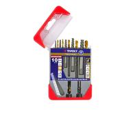 TIVOLY - Juego de brocas para extractor de tornillos rotos + brocas HSS revestimiento TiN - Lote de 5 brocas y 5 extractores N1 Ø 2,5 mm/N2 Ø 3,2 mm/N3 Ø 4,8 mm/N4 Ø 6,5 mm/N°5 Ø 8 mm