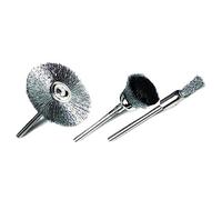 TIVOLY XT20252000566 - Juego MINI CEPILLOS PINCEL, COPA, PLANO para taladro, hilos de acero ondulado, vástago de 2,3mm diámetros 5-10-28 mm (Envase de 3 pz.)