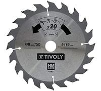 Tivoly XT50514004163 - Hoja de sierra circular, diámetro de 160 x 20 mm x Z: 20 dientes, carburo, corte de flujo, para madera y yeso