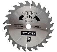 Tivoly XT50514004432 - Hoja de sierra circular, diámetro de 190 x 20 mm x Z: 24 dientes, carburo, corte de flujo, para madera y yeso