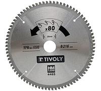 Tivoly XT50514004465 Hoja de sierra circular Ø216 x 30 mm x Z: 80 dientes de carburo, corte acabado -Para plástico, aluminio, multimaterial
