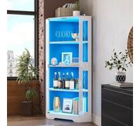 TIZZ Mueble de cocina de 165 cm, armario alto para cocina, estante de vino, vitrina para cocina, comedor, color blanco
