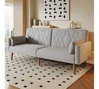 TIZZ Sofá cama pequeño de dos plazas con función de sueño de terciopelo gris para sala de estar, dormitorio, cine en casa, habitación de invitados